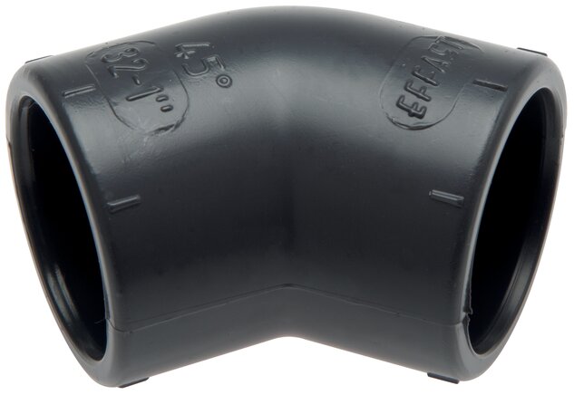 Exemplarische Darstellung: Winkel 45° mit Klebemuffen, PVC-U