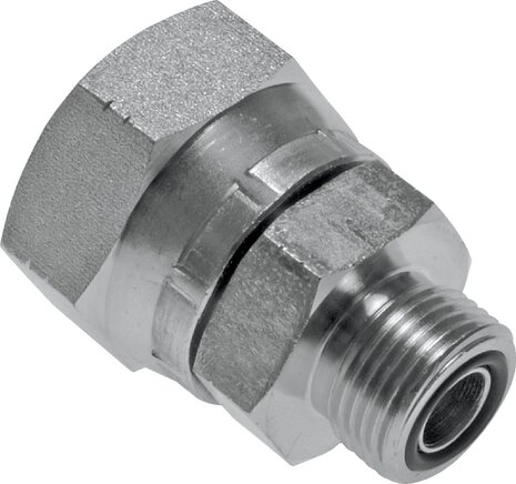 Exemplarische Darstellung: ORFS-Reduzierverschraubung mit Überwurfmutter, Stahl verzinkt