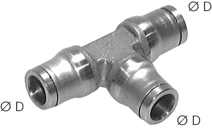 Exemplarische Darstellung: T-Steckverbinder, Baureihe Edelstahl, Messing vernickelt