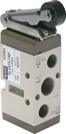 Exemplarische Darstellung: 5/2-Wege Rollenhebelventil (Kunststoffrolle)