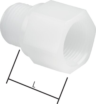Exemplarische Darstellung: Gewindeverlängerung Polypropylen (G 1/4" bis G 1/2") & PVDF