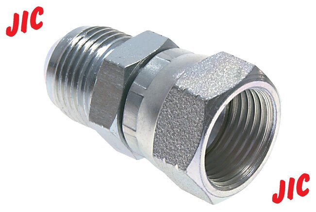 Exemplarische Darstellung: Gerade Verschraubung mit JIC-Gewinde (außen / innen), Stahl verzinkt