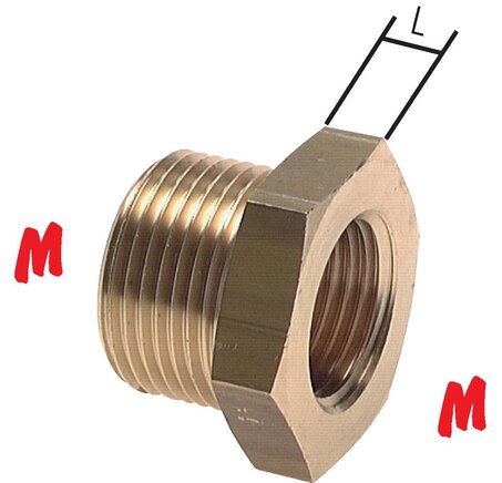 Exemplarische Darstellung: Reduziernippel mit metrischem Gewinde, Messing