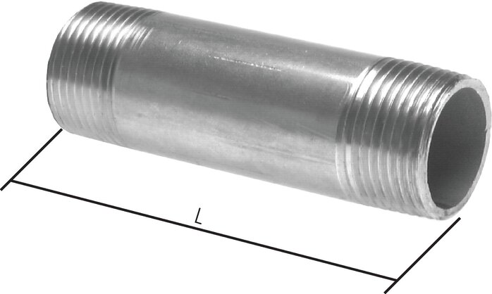 Exemplarische Darstellung: Rohrdoppelnippel ähnlich EN 10241, 1.4571