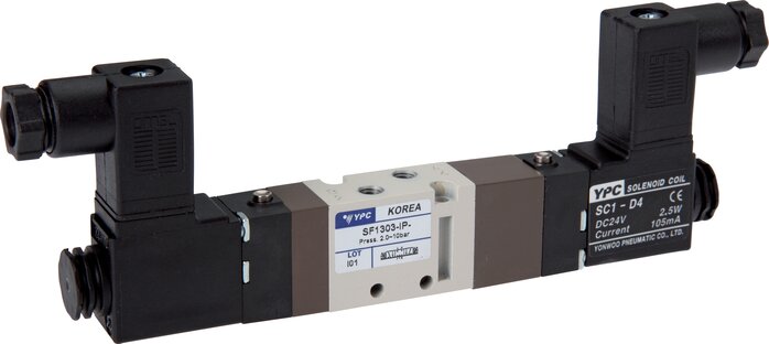 Exemplarische Darstellung: 5/3-Wege Magnetventil mit Norm-Stecker