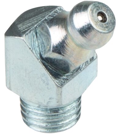 Exemplarische Darstellung: 45° Kegelschmiernippel nach DIN 71412 B (4-kant)
