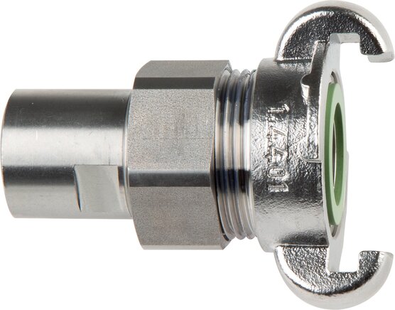 Exemplarische Darstellung: Sicherheits-Kompressorkupplung mit Innengewinde, Edelstahl 1.4401, FKM-Dichtung