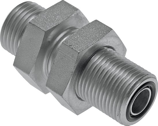 Exemplarische Darstellung: Gerade ORFS-Schottverschraubung, Stahl verzinkt