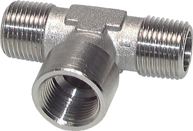 Exemplarische Darstellung: T-Stück (außen/innen/außen), Messing vernickelt