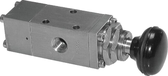 Exemplarische Darstellung: 3/2-Wege Tasterventil aus Edelstahl