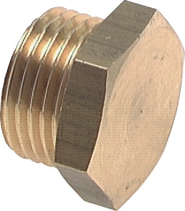 Exemplarische Darstellung: Verschlussstopfen mit Außensechskant, zylindrisches Gewinde, 16 bar Messing