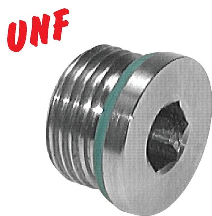 Exemplarische Darstellung: Verschlussstopfen mit Innensechskant, UNF-Gewinde, 1.4571