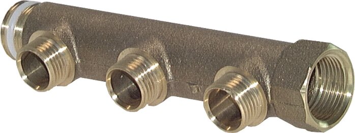 Exemplarische Darstellung: 3 Abgänge, mit Außengewinde an der Entnahmestelle, Messing