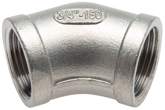 Exemplarische Darstellung: Winkel 45° mit Innengewinde, 1.4408