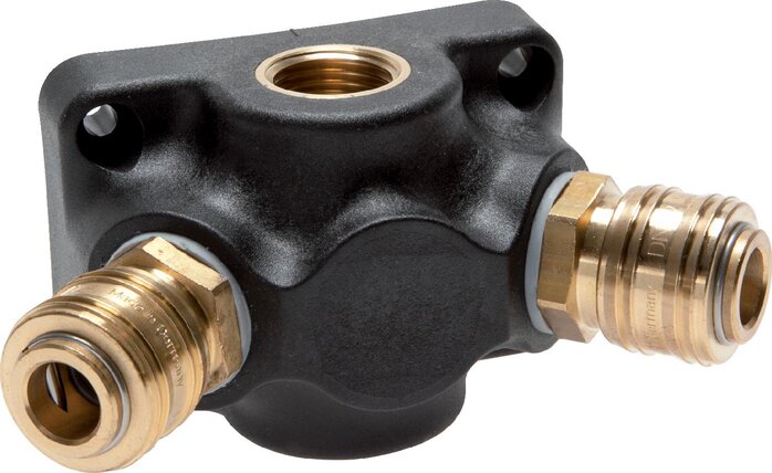 Exemplarische Darstellung: Wanddose Luftweiche, mit 2 Standard-Kupplungsdosen