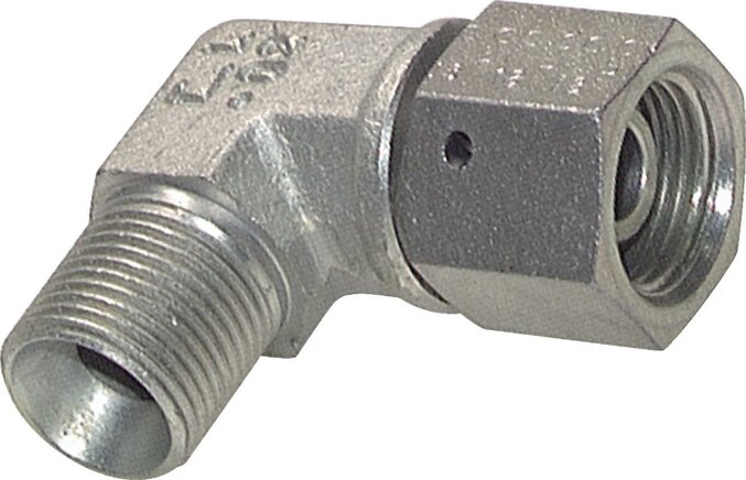 Exemplarische Darstellung: Winkel-Verschraubung 90° mit G-Gewinde (60° Universaldichtkegel, i/a), Stahl verzinkt