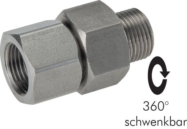 Exemplarische Darstellung: Heißwasser-Drehgelenk, schwere Bauform, Edelstahl