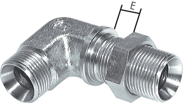 Exemplarische Darstellung: Winkel-Schottnippel mit G-Gewinde (60° Universaldichtkegel, außen)