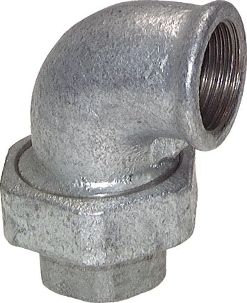 Exemplarische Darstellung: Winkelverschraubung mit Innengewinde, flach dichtend, Temperguss verzinkt