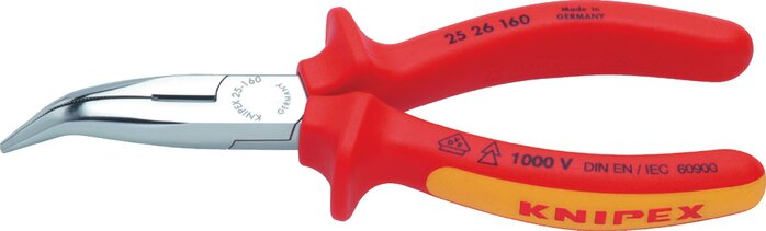 Exemplarische Darstellung: Flachrundzange (abgewinkelt, verchromt mit 2K-Griffen, VDE-geprüft bis 1000V)