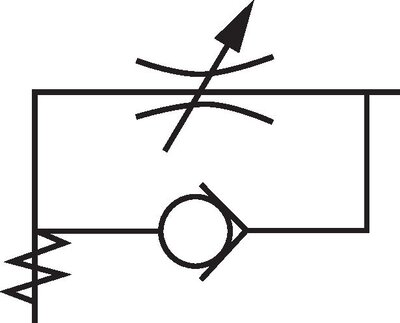 Schaltsymbol: Drosselrückschlagventil (abluftregelnd - B)