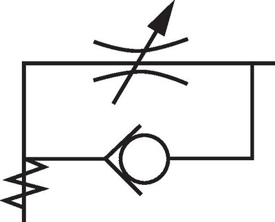 Schaltsymbol: Drosselrückschlagventil (zuluftregelnd - A)