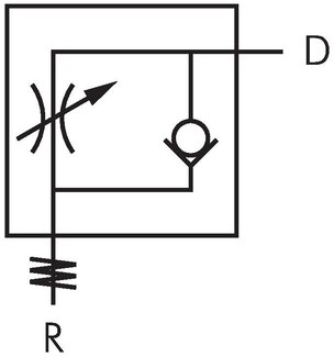 Schaltsymbol: Drosselrückschlagventil (zuluftregelnd)